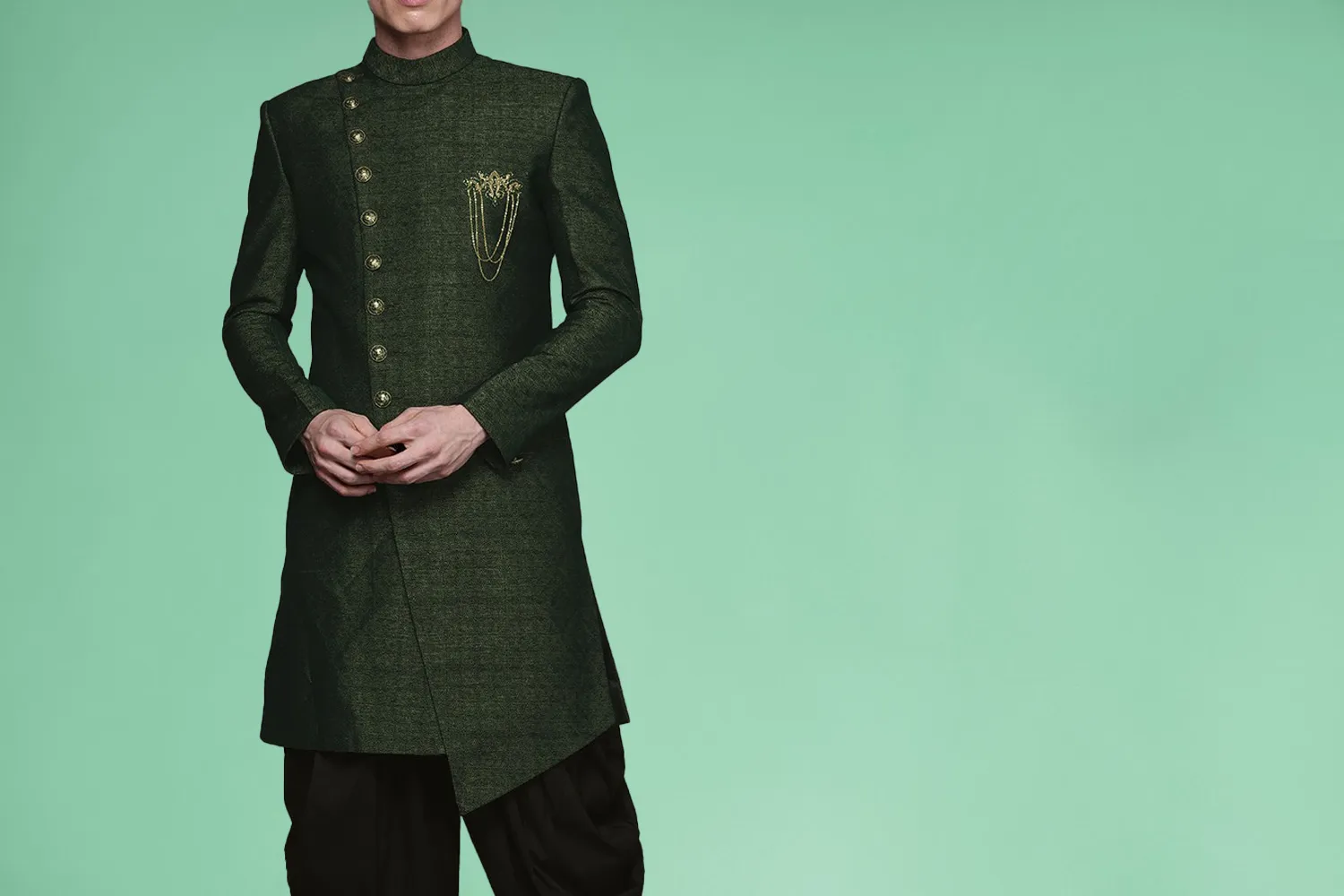 Cross Button Sherwani